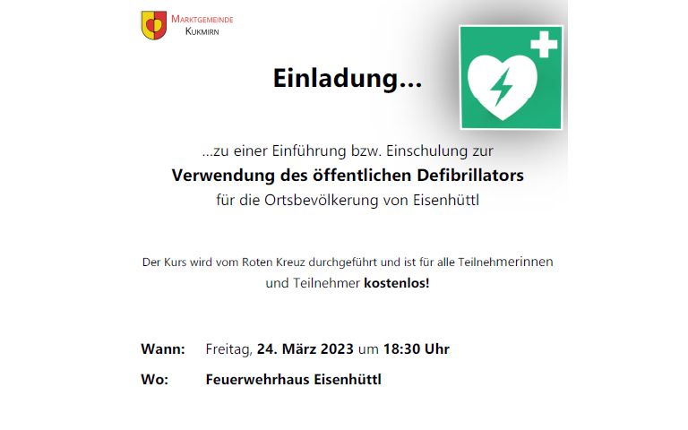 Ortsteil Eisenhüttl: Einschulung zur Verwendung des öffentlichen Defibrillators