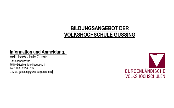 Kursangebot Frühjahr 2024 der Volkshochschule Güssing