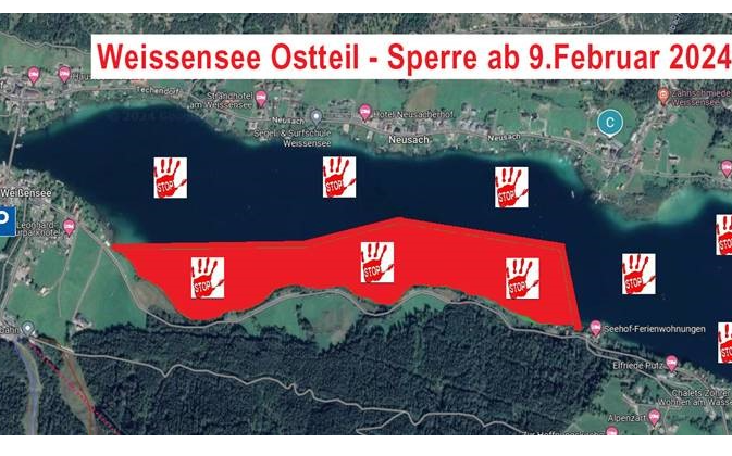 Weissensee Ostteil - Sperre ab 09. Februar 2024