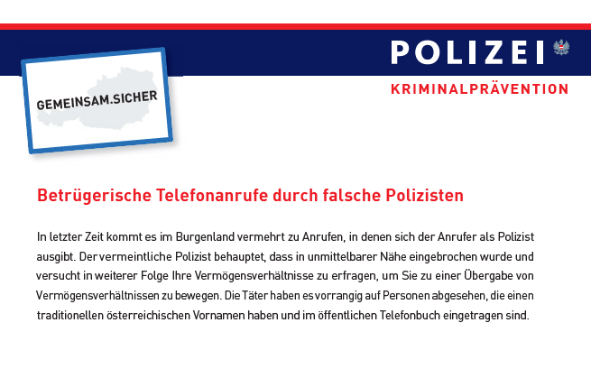 Informationsblatt Polizei