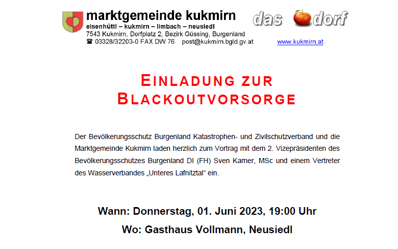 01.06.2023 Blackoutvorsorge, Gasthaus Vollmann