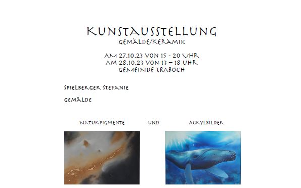 27.10.2023 Kunstausstellung Gemälde/Keramik, Gemeindeamt Traboch, 1. Stock - Begegnungsstätte ... IM AMT