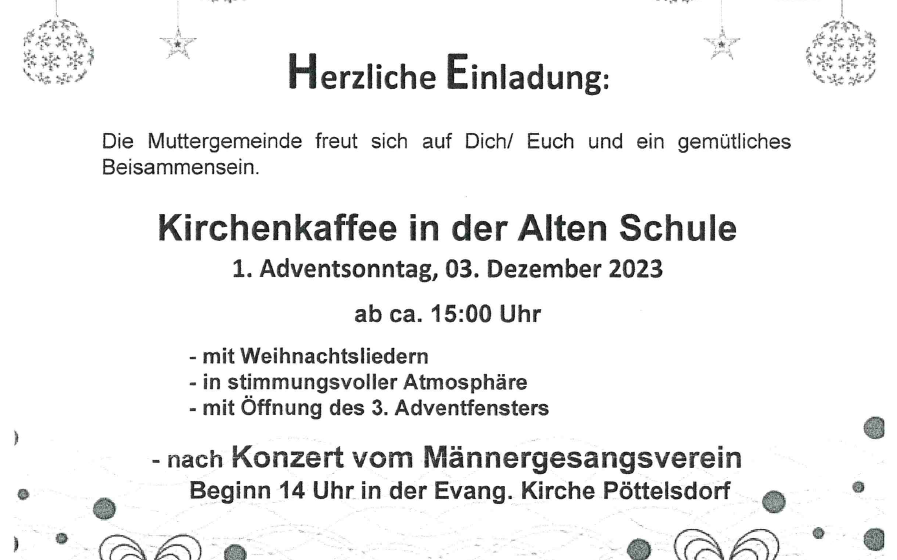 03.12.2023 Kirchenkaffee in der Alten Schule, Alte Schule, Pöttelsdorf