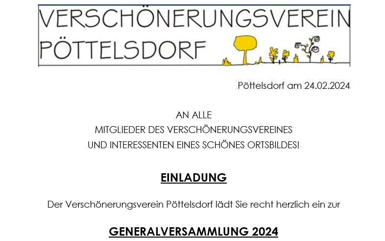 11.03.2024 Generalversammlung Verschönerungsverein Pöttelsdorf, Gemeindeamt Pöttelsdorf
