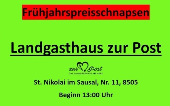 27.04.2024 Frühjahrs-Preisschnapsen, Landgasthaus Zur Post
