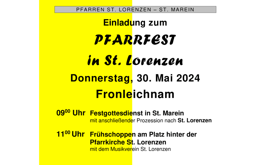 30.05.2024 Hl. Messe in St. Marein, anschließend Prozession zur Kirche St. Lorenzen, Pfarrfest, Pfarrkirche