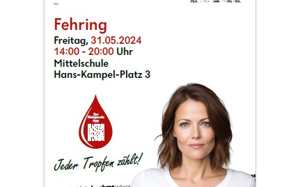 31.05.2024 Blutspendetermin , Mittelschule Fehring